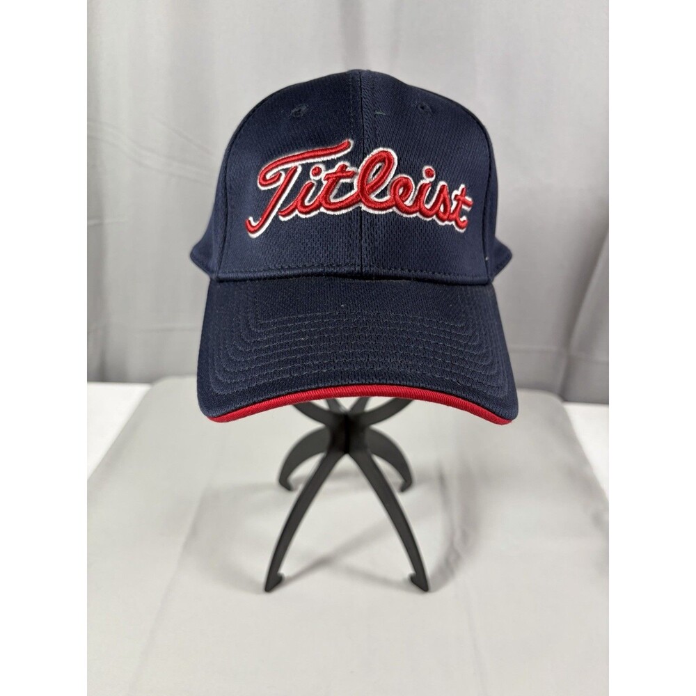 TITLEIST  x New Era Fitted Hat Golf Cap Navy Blue Red Adult Size M-L, Very Nice
